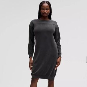 Lululemon Softstreme Midi Dress Women's‎ Size 4 Long Sleeve Relaxed Fit Gray